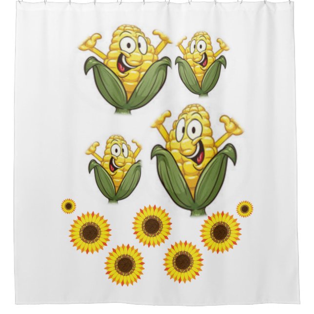 Corn green white children's showercurtain (Front)