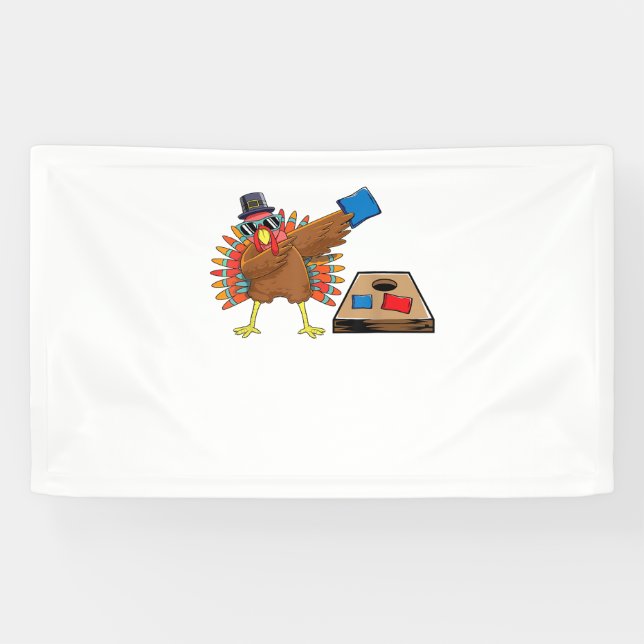 Corn Hole Thanksgiving Dabbing Turkey Cornhole Tos Banner (Horizontal)