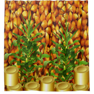 Corn Kernels Gold Shower Curtain