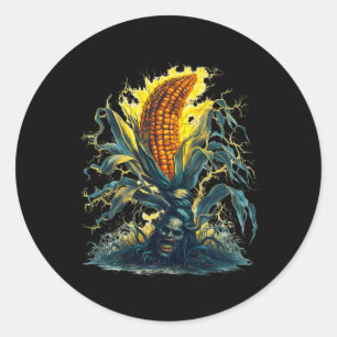 Corn Maize Ghost Ghoul Harvest Halloween Fun Tee Classic Round Sticker
