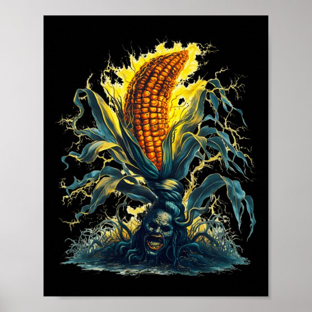 Corn Maize Ghost Ghoul Harvest Halloween Fun Tee  Poster (Front)
