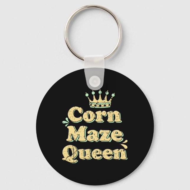 Corn Maze Queen Fall Autumn Halloween October Acti Keychain (Front)