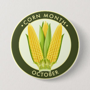 Corn Month October 3 Inch Round Button