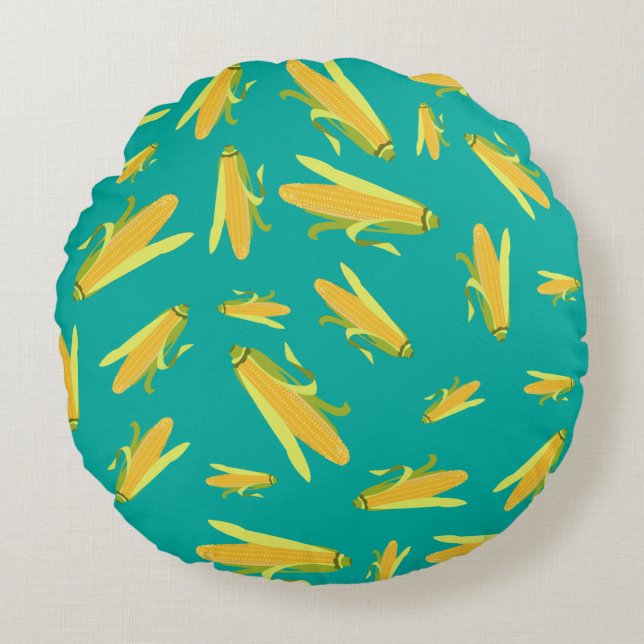 Corn On The Cob Pattern Round Pillow (Front)