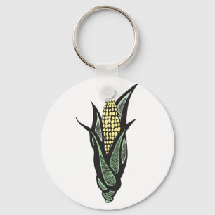 Corn on the Cob Rustic Farmhouse Vegetable Keychain