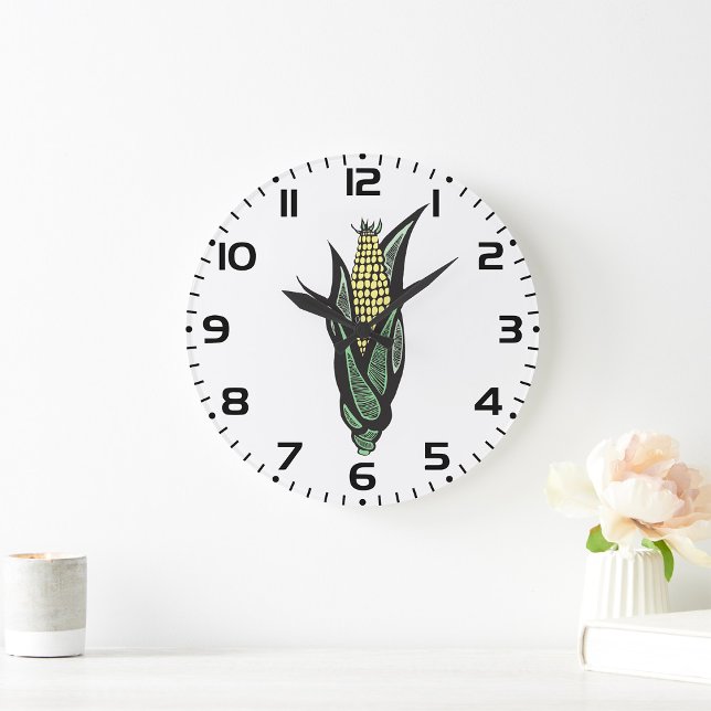 Corn on the Cob Rustic Farmhouse Vegetable Large Clock (Creator Uploaded)