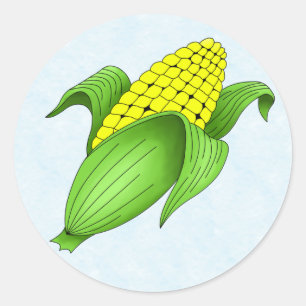 Corn On The Cob with Blue Bkgd Stickers