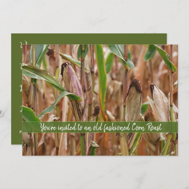 Corn Roast, Field Of Corn Autumn Corncobs Invitation (Front/Back)