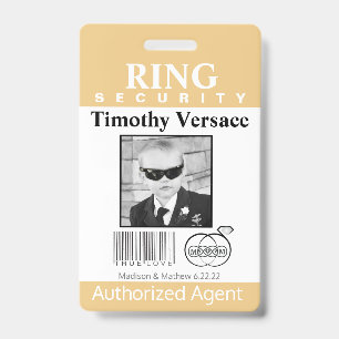 Corn Silk Ring Bearer Security Badge