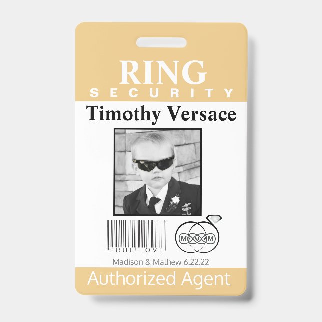 Corn Silk Ring Bearer Security Badge (Front)