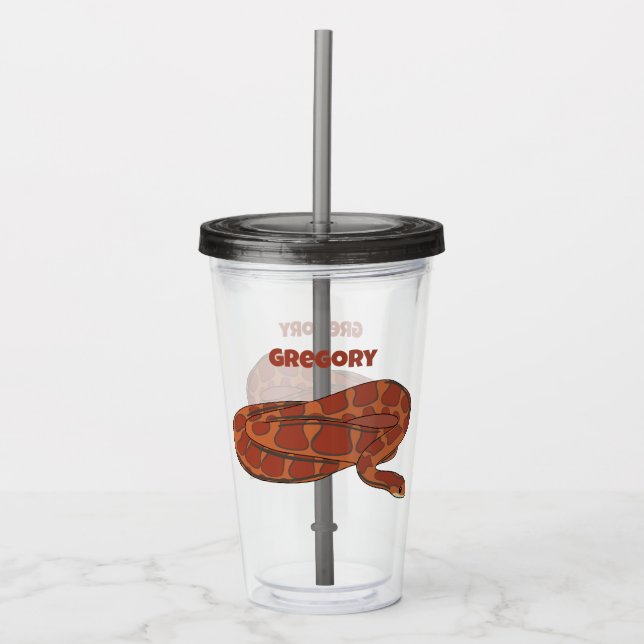 Corn Snake Orange Red Realistic Personalized Acrylic Tumbler (Front)