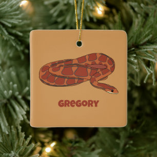 Corn Snake Orange Red Realistic Personalized Ceramic Ornament