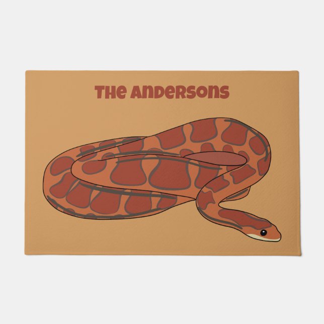Corn Snake Orange Red Realistic Personalized Doormat (Front)