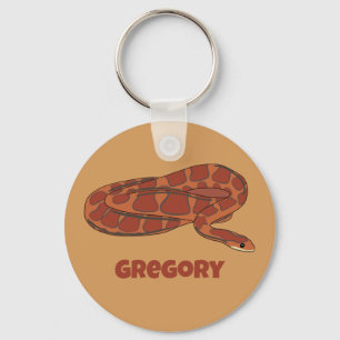 Corn Snake Orange Red Realistic Personalized Keychain