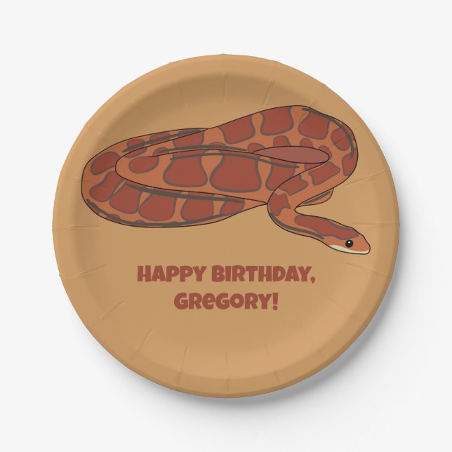 Corn Snake Orange Red Realistic Personalized Paper Plate (Front)
