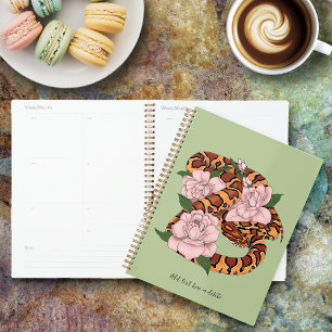 Corn Snake Pink Flowers Green Planner