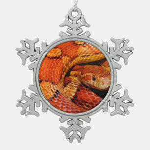 Corn Snake Snowflake Pewter Christmas Ornament
