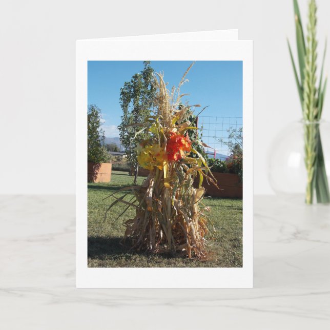 Corn Stalk Bundle In Garden Greeting Card (Front)