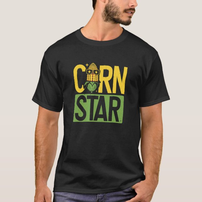 Corn Star  Farmer Farming T-Shirt (Front)