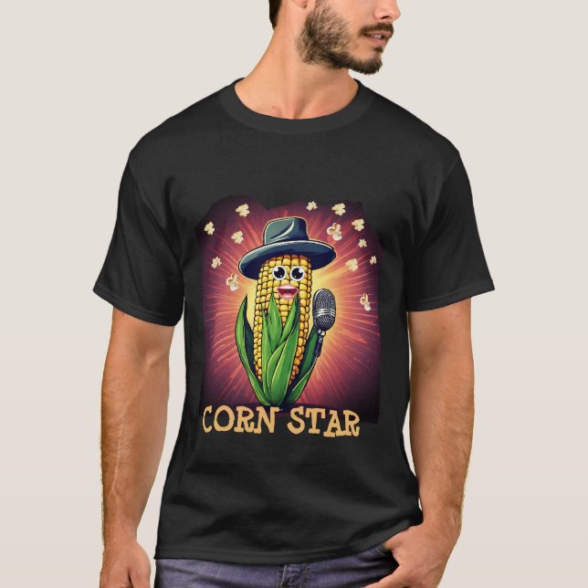 Corn star funny food pun music vegan costume  T-Shirt (Front)