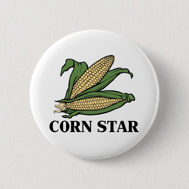 Corn Star Funny Vegetable Pun BBQ Humour 2 Inch Round Button (Front)