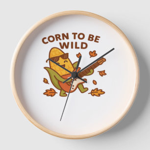 Corn to Be Wild – Rockin’ Autumn Corn Cob Illustra Clock