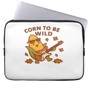 Corn to Be Wild – Rockin’ Autumn Corn Cob Illustra Laptop Sleeve