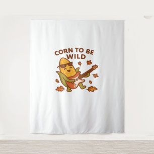 Corn to Be Wild – Rockin’ Autumn Corn Cob Illustra Tapestry