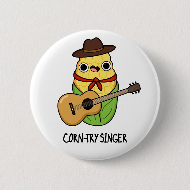Corn-try Singer Funny Corn Pun  2 Inch Round Button (Front)