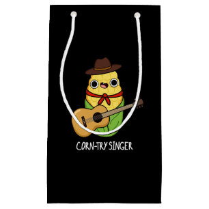 Corn-try Singer Funny Corn Pun Dark BG Small Gift Bag