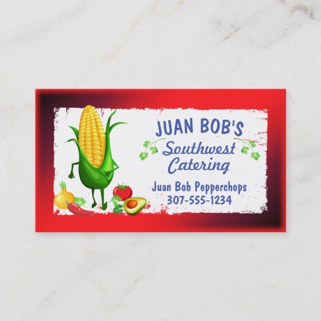 Corn veggies Mexican Southwestern chef catering Business Card (Front)