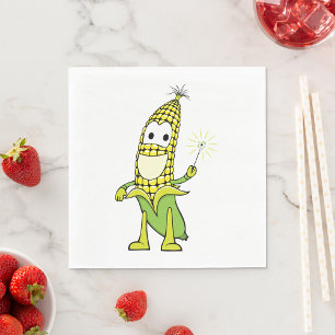 Corn Wizard Character with Magic Wand Napkin