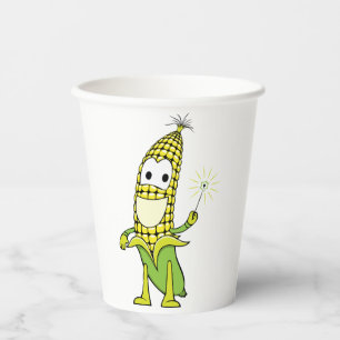 Corn Wizard Character with Magic Wand Paper Cups