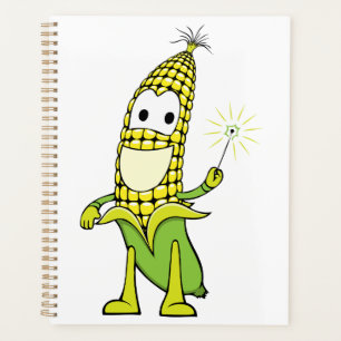 Corn Wizard Character with Magic Wand Planner