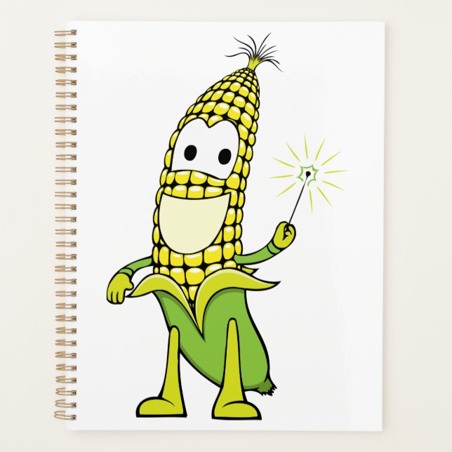 Corn Wizard Character with Magic Wand Planner (Front)