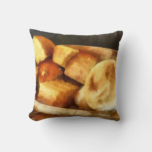 Cornbread and Rolls Throw Pillow