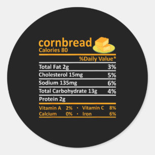 Cornbread Nutrition Food Thanksgiving Costume Chri Classic Round Sticker