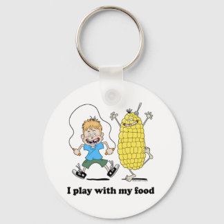 Corncob and kid playing keychain