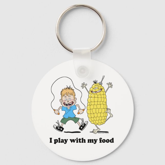 Corncob and kid playing keychain (Front)