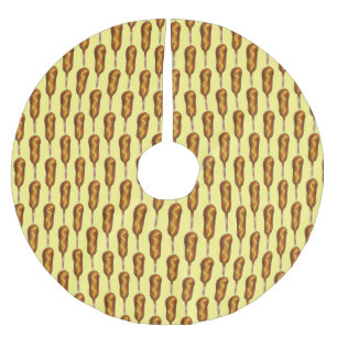 Corndog Stick Hot Corn Dog Hotdog Yellow Mustard Brushed Polyester Tree Skirt