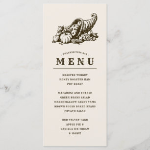 Corne de Plenty Menu Thanksgiving