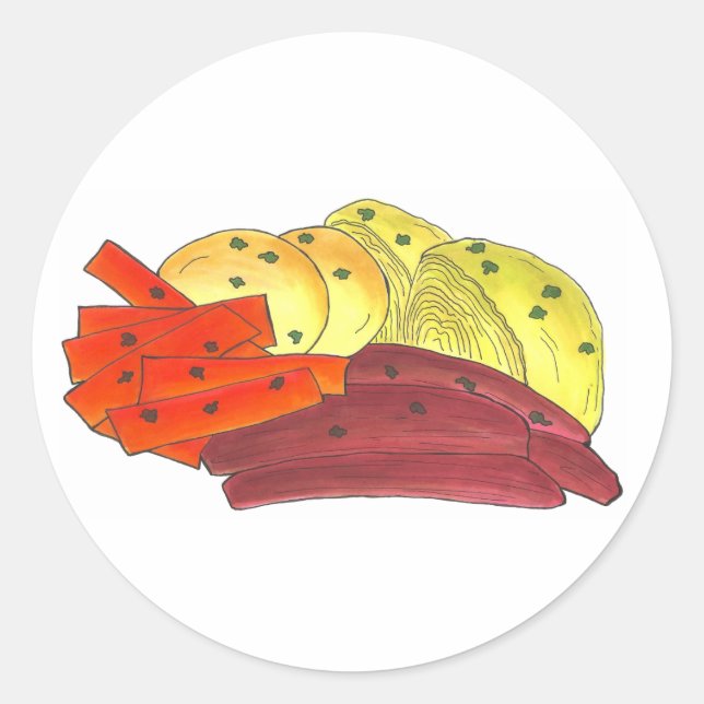 Corned Beef and Cabbage St. Patrick's Day Dinner Classic Round Sticker (Front)