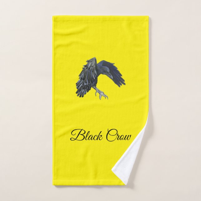 Corneille noire Maître du temps Personnalisé Jaune (Serviette à main)