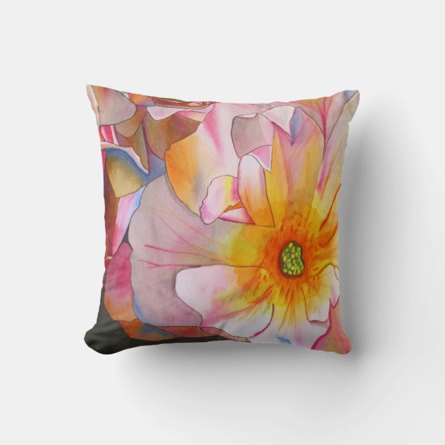 Cornelia rose pastel floral throw pillow (Front)