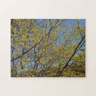 Cornelian Cherry Dogwood and Blue Sky Floral Jigsaw Puzzle