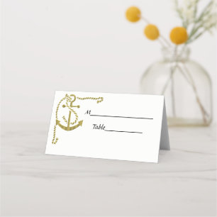 Corner Anchor with Rope Escort Card Gold=