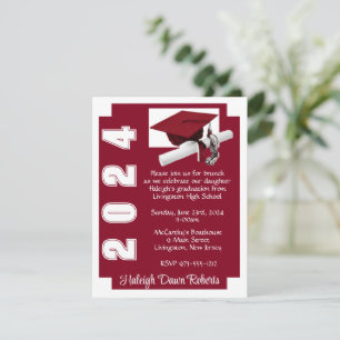Corner Block Cardinal Red & White Graduation Invitation