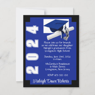 Corner Block Royal Blue & Black Graduation Invitation