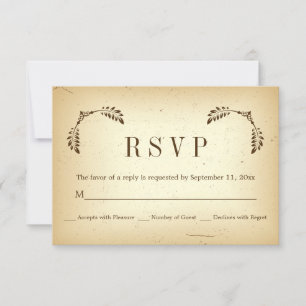 Corner feuille beige mariage RSVP carte de réponse