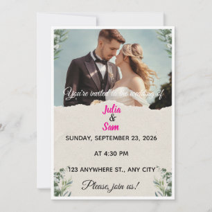  Corner Foliage Wedding Invitation